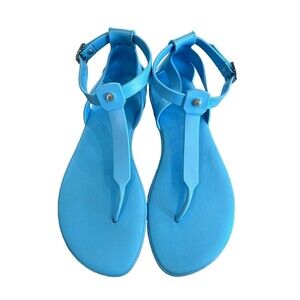 HUNTER Boot Co Original T-Bar Sandal Sky Blue US 9/UK 7/EU 40/41 Logo Rubber